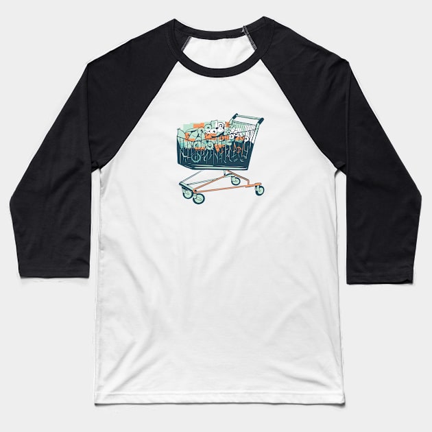 TOILET PAPER SHOPPING CART Baseball T-Shirt by Bombastik